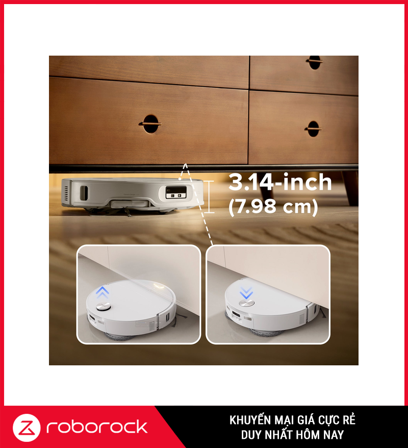 Roborock Qrevo CurvX cao 7.98 cm với LDS có thể nâng hạ