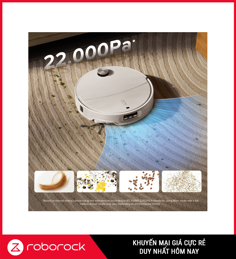 Roborock Qrevo CurvX có lực hút tối đa 22000 Pa
