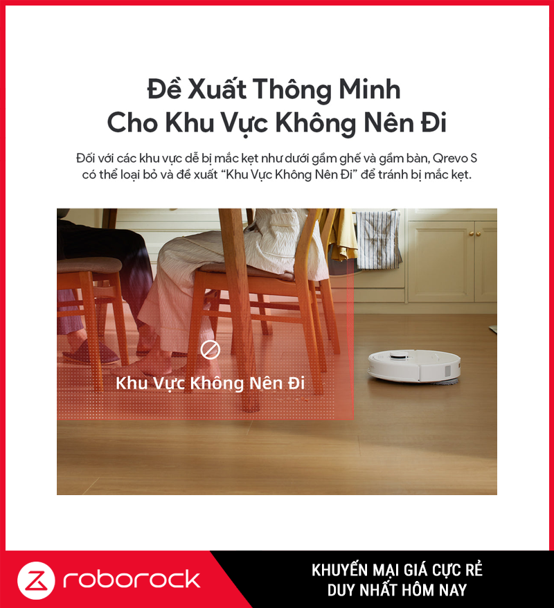 Thiết lập vùng cấm và vùng không lau cho Roborock Qrevo S