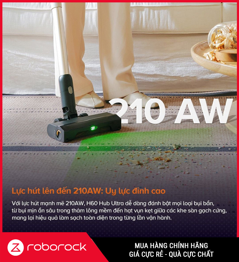 Roborock H60 Hub Ultra - Máy Hút Bụi Lau Nhà Cầm Tay